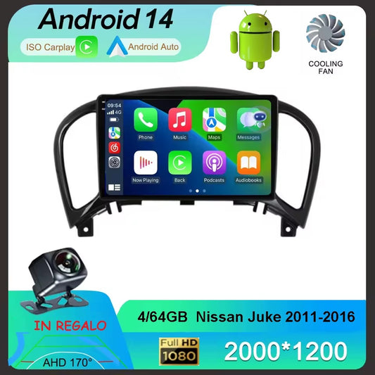NISSAN JUKE  2011 - 2016 Autoradio 4/64 GB 9 pollici + Adattatore 9" + Canbus Box + Cablaggio Originale