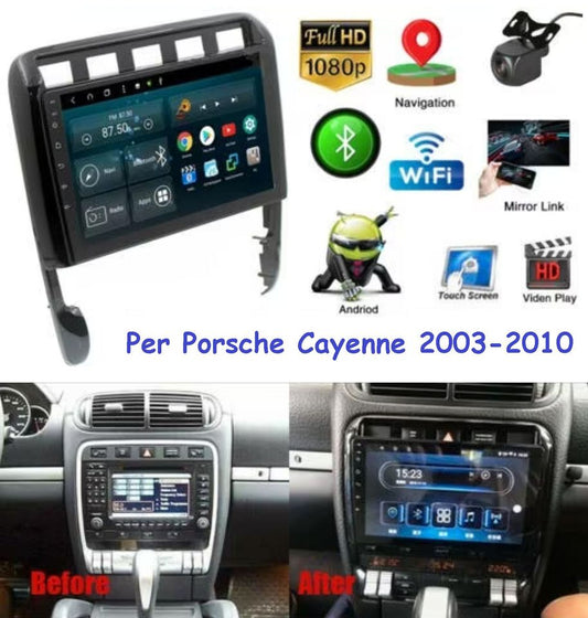 Porsche Cayenne dal 2003 al 2010 Autoradio 4/64 GB 9 pollici + Adattatore 9" + Canbus Box + Cablaggio Originale