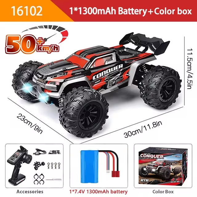 AUTO DA CORSA 50 KM/H 4WD RC auto con telecomando a LED auto ad alta velocità Drift Monster 4x4 Batteria 1300mAh