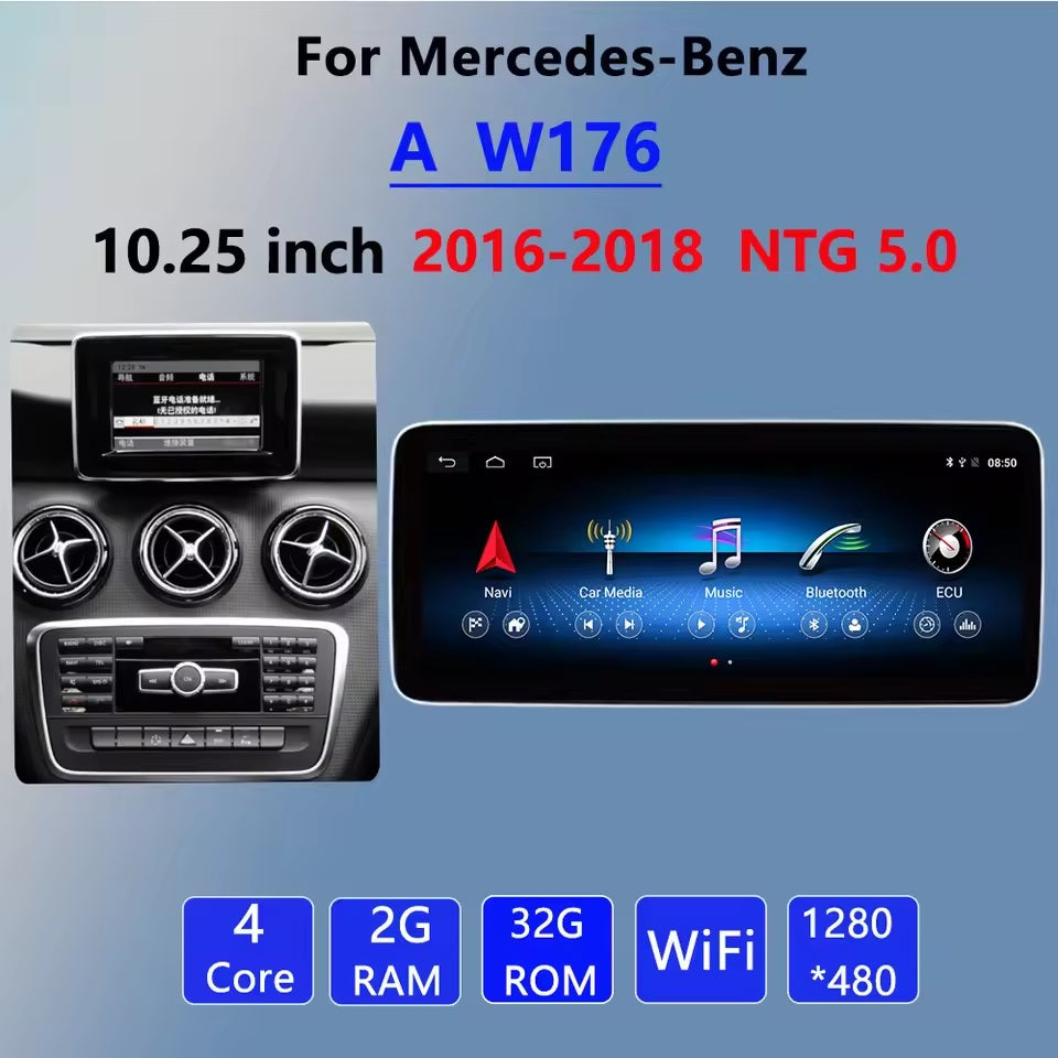 Android 13 per Mercedes-Benz A W176 A200 A180 2013-2018 CarPlay autoradio navigazione GPS lettore multimediale schermo BT 10.25