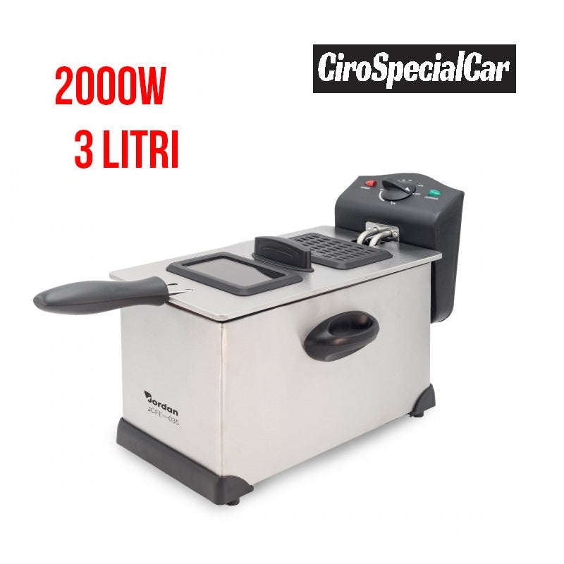 FRIGGITRICE ELETTRICA PROFESSIONALE ACCIAIO INOX 3 LITRI 2000W JORDAN ( PRODOTTO ITALIANO )