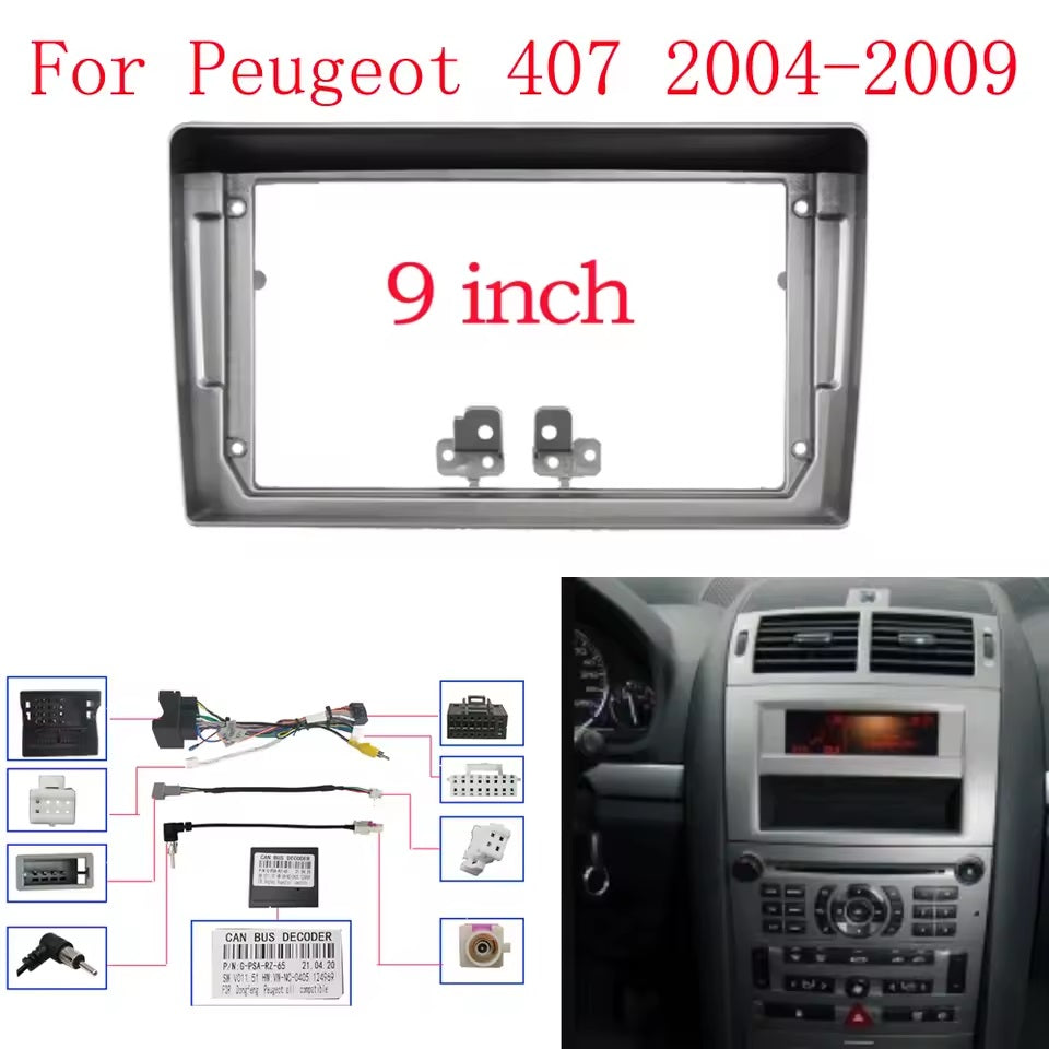 Autoradio 4/64 GB + Adattatore 9" + Canbus Box - Kit Per Peugeot 407 2004 - 2009