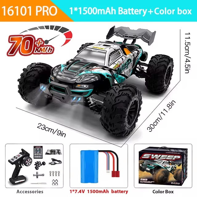 AUTO DA CORSA 70 KM/H 4WD RC auto con telecomando a LED auto ad alta velocità Drift Monster 4x4 Batteria 1500mAh