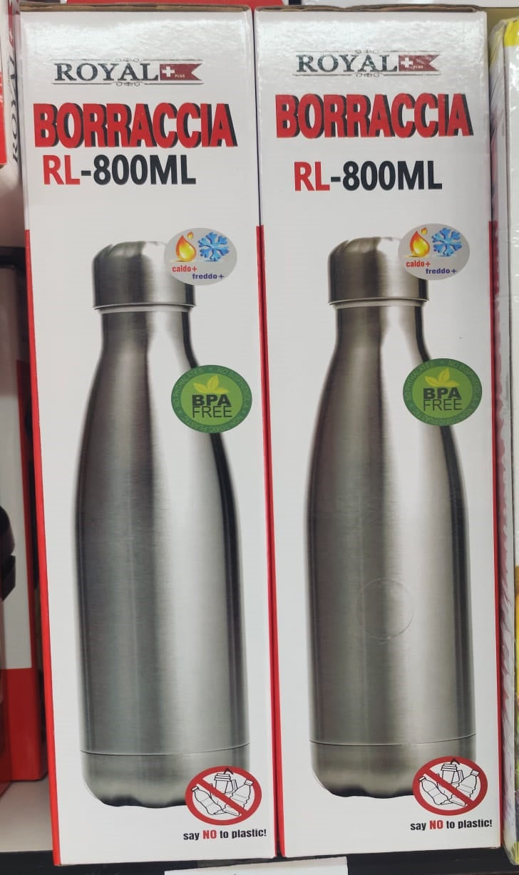 BOTTIGLIA TERMICA ML 800 STEEL ACCIAIO INOX ROYAL+ CALDO FREDDO PORTATILE