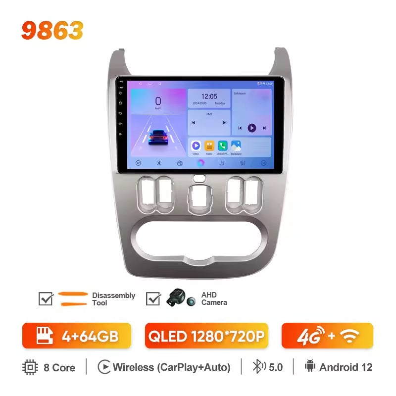 Kit 9 pollici per RENAULT Logan Sandero DACIA Duster Double din Seat Leon 2005-2012