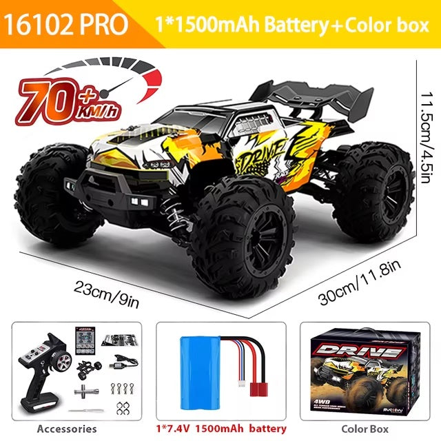 AUTO DA CORSA 70 KM/H 4WD RC auto con telecomando a LED auto ad alta velocità Drift Monster 4x4 Batteria 1500mAh
