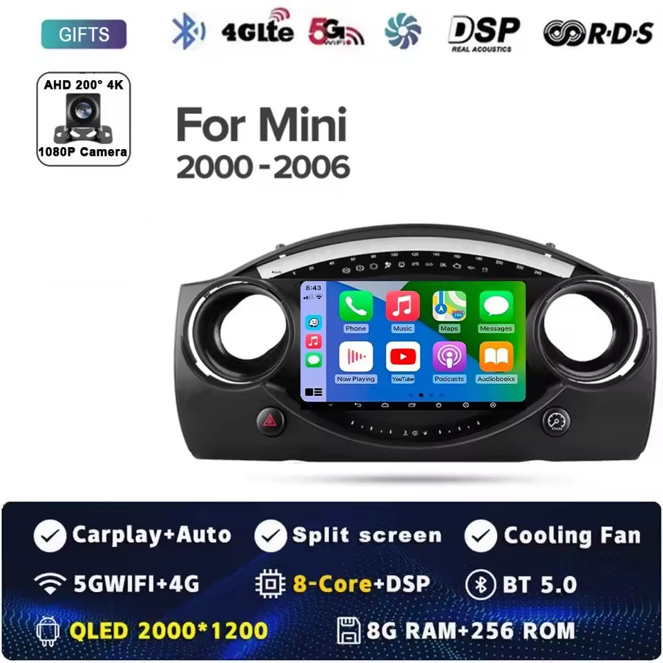 Android 14 Carplay Auto Per BMW Mini Hatch R50 2000 - 2006 Autoradio Lettore Video Multimediale Navigazione GPS No 2Din 2 Din DVD