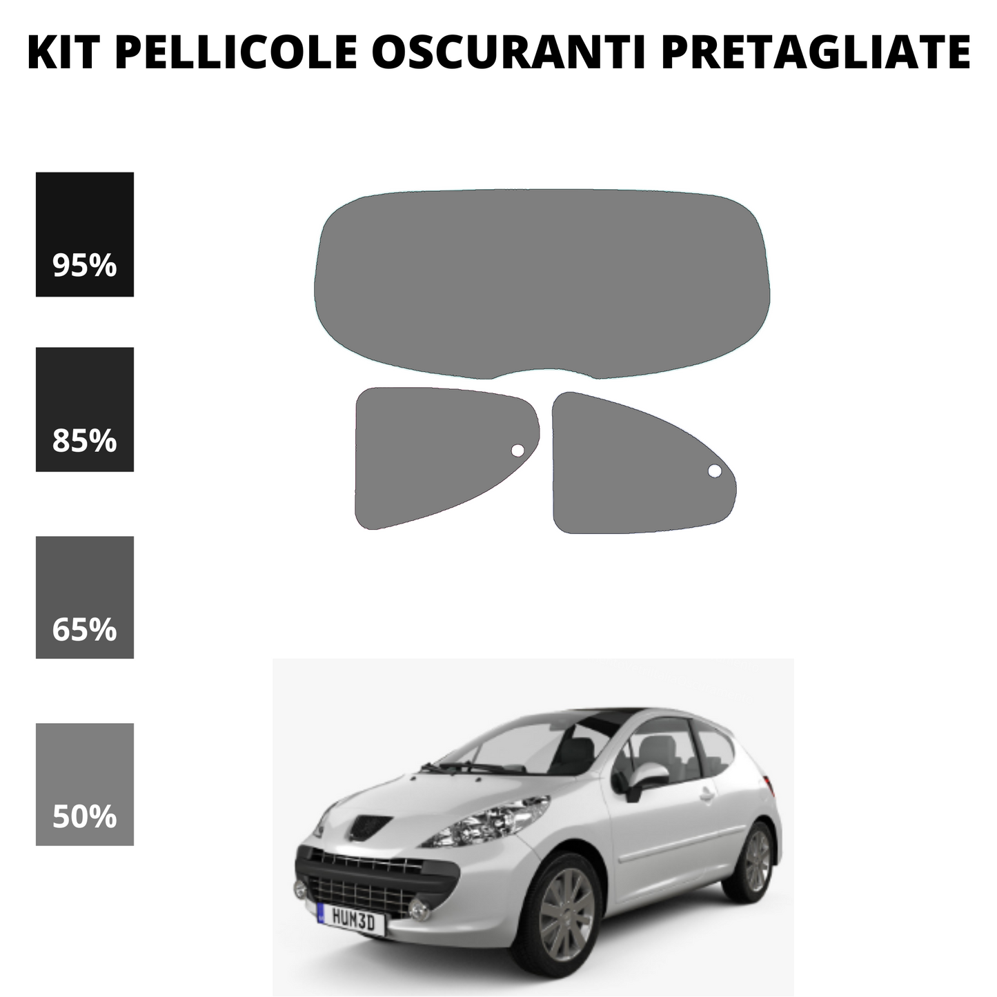 Pellicola oscuramento Vetri Peugeot 207 3 Porte 2007-Attuale