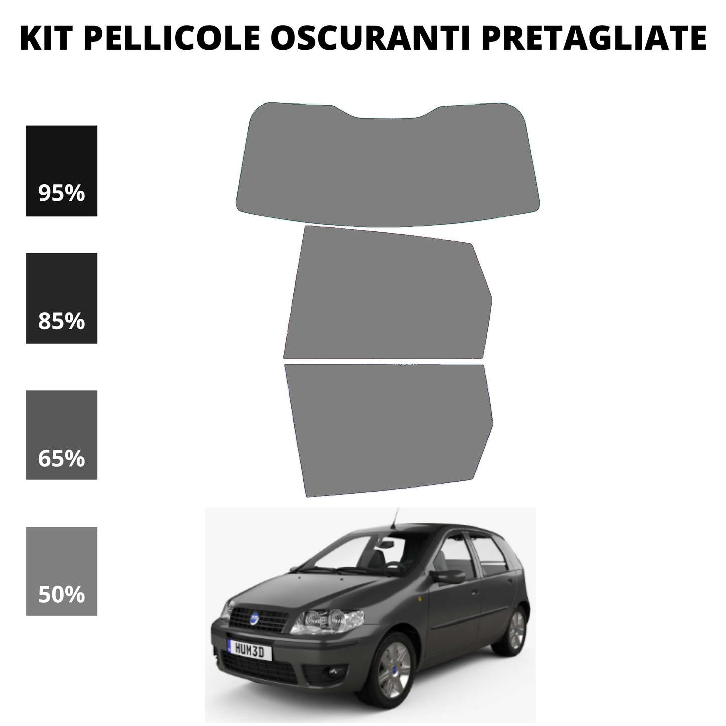 Pellicola Oscuramento Vetri Fiat Punto 5 Porte 1999-2004
