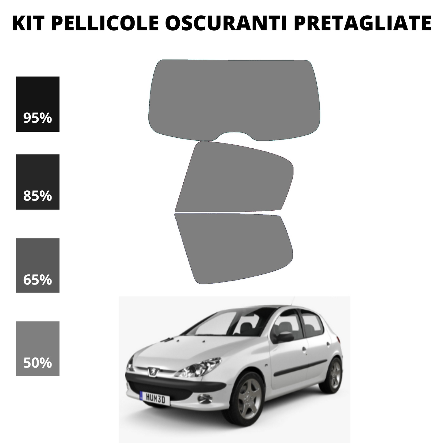 Pellicola Oscuramento Vetri Peugeot 206 5 Porte