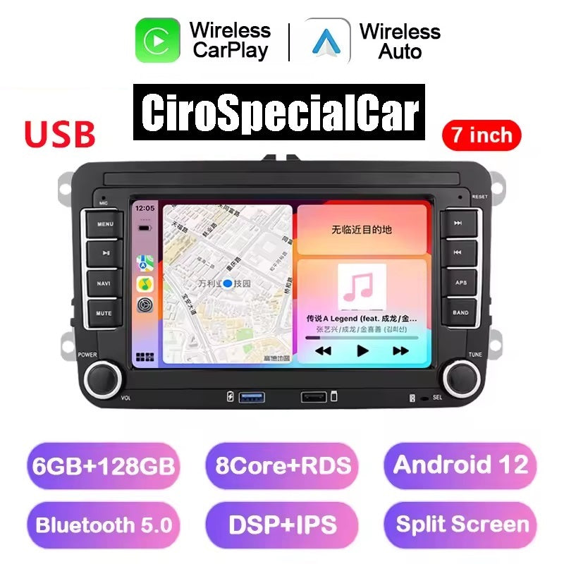 Autoradio 7" per VW Volkswagen Golf Polo Skoda Rapid Octavia Radio Tiguan Passat b7 Jetta 2 Din Auto Carplay Android 13 WiFi