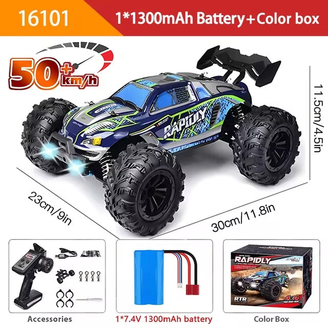 AUTO DA CORSA 50 KM/H 4WD RC auto con telecomando a LED auto ad alta velocità Drift Monster 4x4 Batteria 1300mAh
