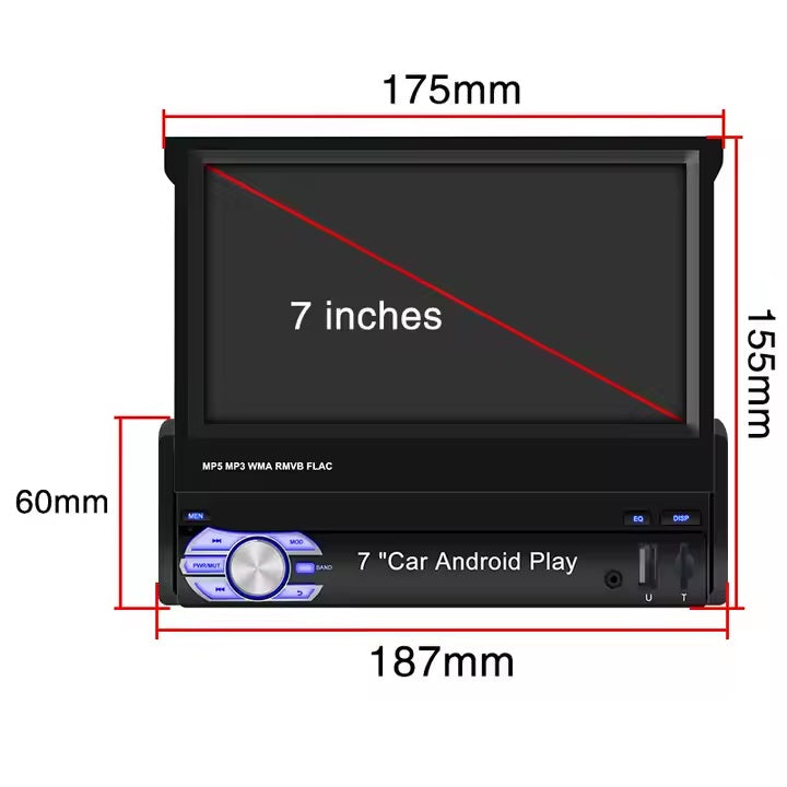 Autoradio Andoird 1 DIN Con Display Touch a Scomparsa