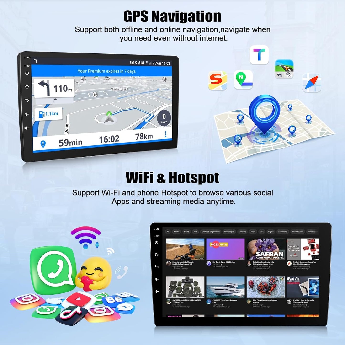 Autoradio per Peugeot 3008 2009-2015 CarPlay Android Auto Autoradio con Schermo 9" con Bluetooth GPS FM RDS WiFi