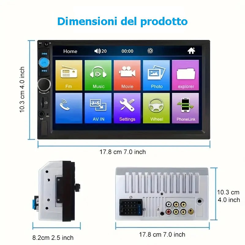 7 pollici HD Touch Screen 2 Din Autoradio con lettore MP5 universale + USB + audio navigazione Bluetooth + Retrocamera