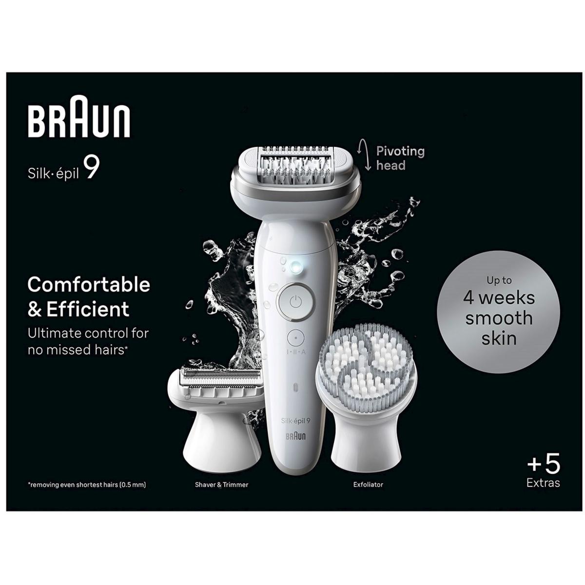 Braun Epilatore Elettrico Silk-épil 9 Wet & Dry 9-061 Bianco/Argento