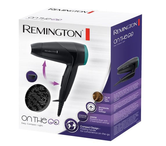 Remington Asciugacapelli D1500 Da Viaggio Pieghevole 2000w Nero