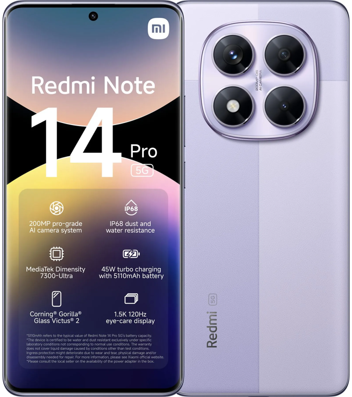 Xiaomi Redmi Note 14 Pro 12+512GB 6.67 5G Lavender Purple EU