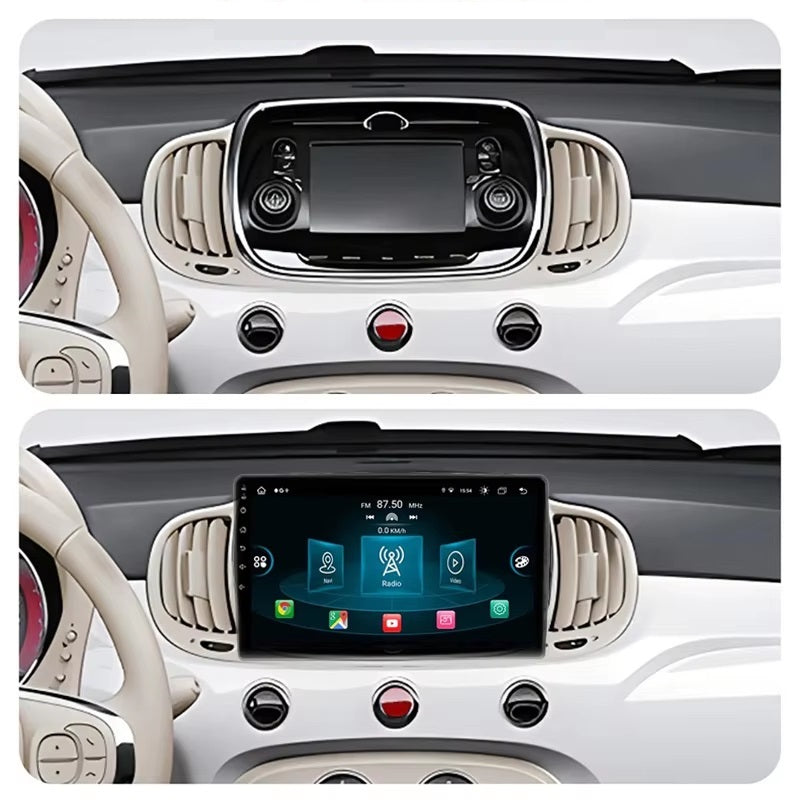 Autoradio 4/64 GB + Adattatore 9" + Canbus Box - Kit Per Fiat 500  2016 - 2019