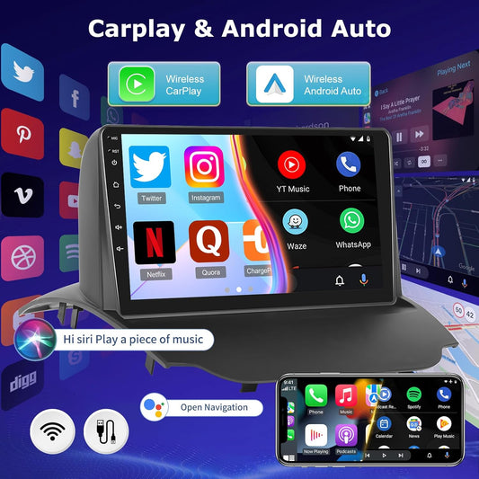 Autoradio Android per Ford Ecosport 2013-2017, Radio Touchscreen da 9 Pollici con Carplay Wireless e Android Auto/WiFi/GPS/Bluetooth/EQ/Radio FM RDS+Telecamera