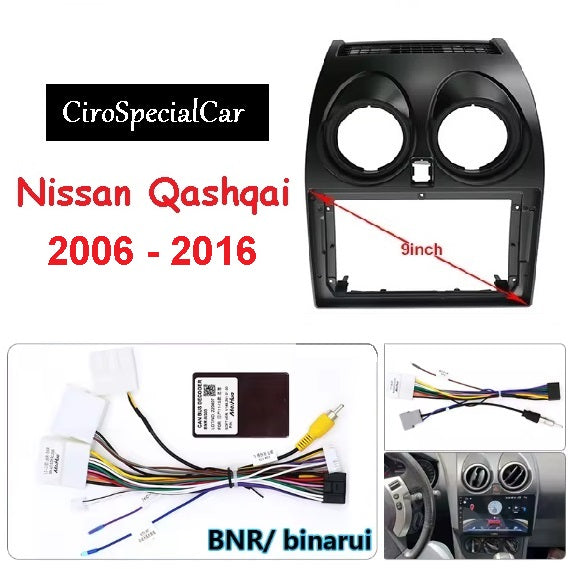 Autoradio per Nissan Qashqai J10 2006-2016 con CarPlay/Android/DSP, 1280 * 720, 9" HD Schermo Navigatore GPS WiFi BT USB FM RDS Radio Mirror Link+32 band EQ.