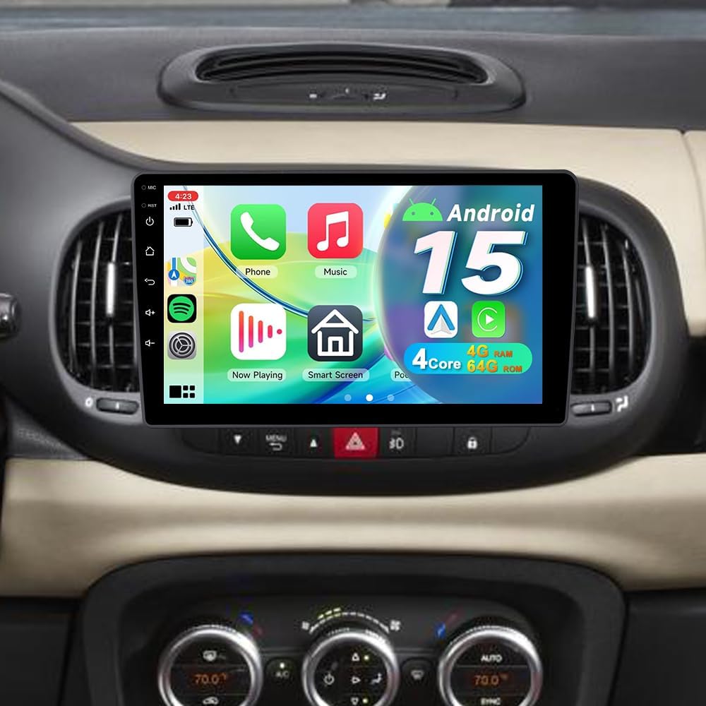 Autoradio Android 15 per Fiat 500L 2012-2017 - Schermo Touch 9" 1280x800, Wireless CarPlay Android Auto, Navigatore GPS, FM, Bluetooth 5.4, WiFi 6.0 - Stereo Auto con Controllo Volante