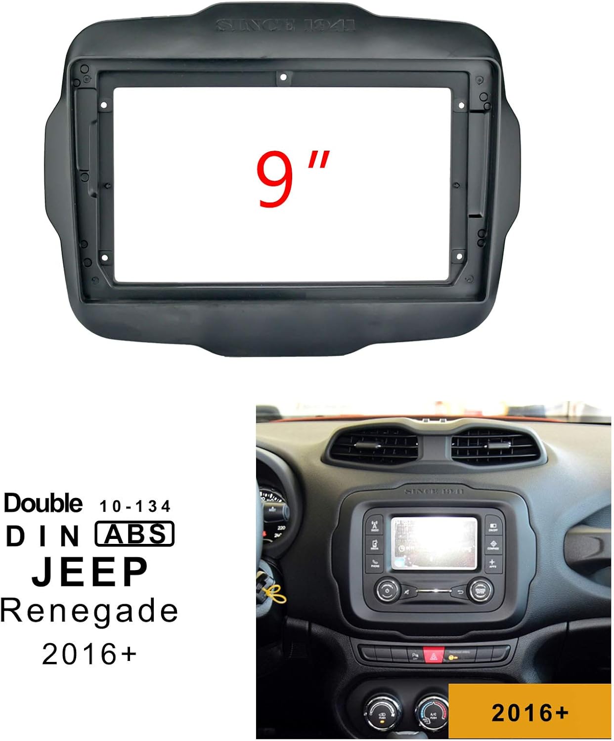 Mascherina adattatore autoradio 9" per JEEP Renegade 2016+ doppio DIN