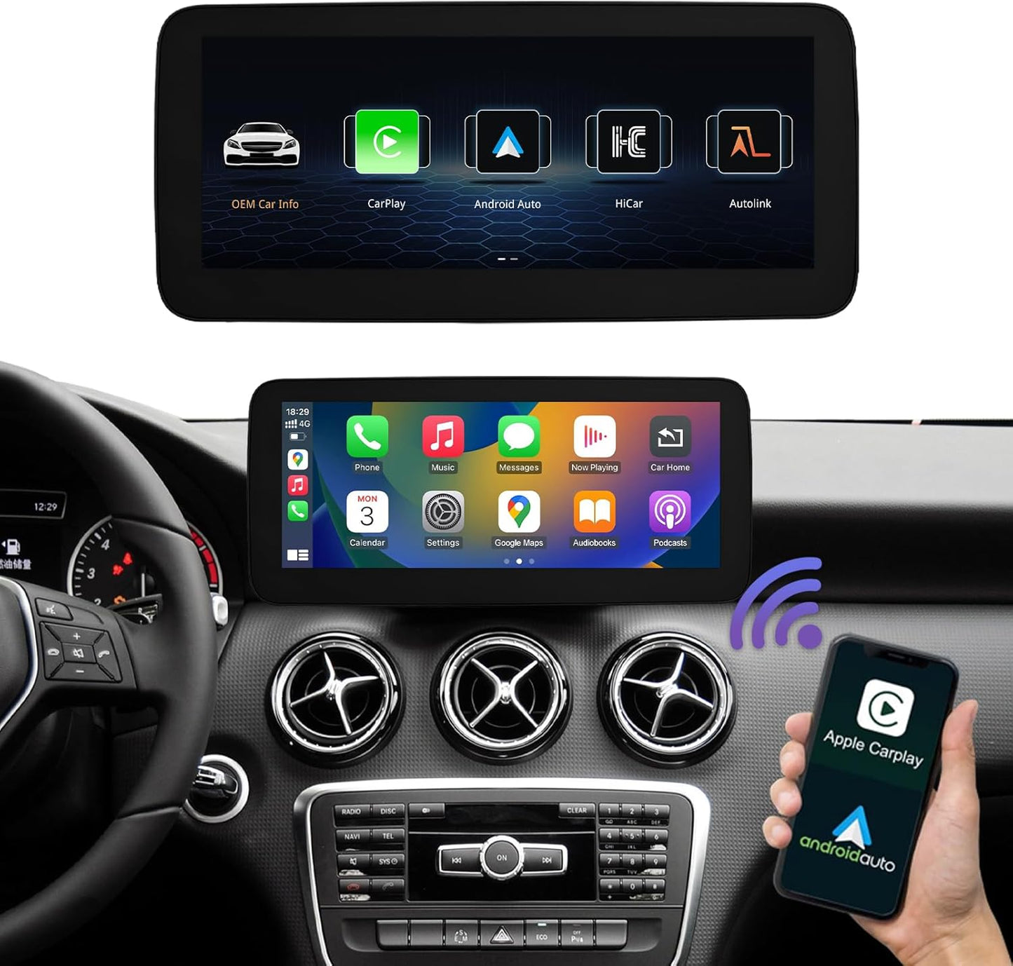 Android Mercedes Benz A CLA GLA Classe W176 C117 X117 X156 2013-2015, CarPlay integrato, navigazione GPS lettore multimediale schermo BT 10.25