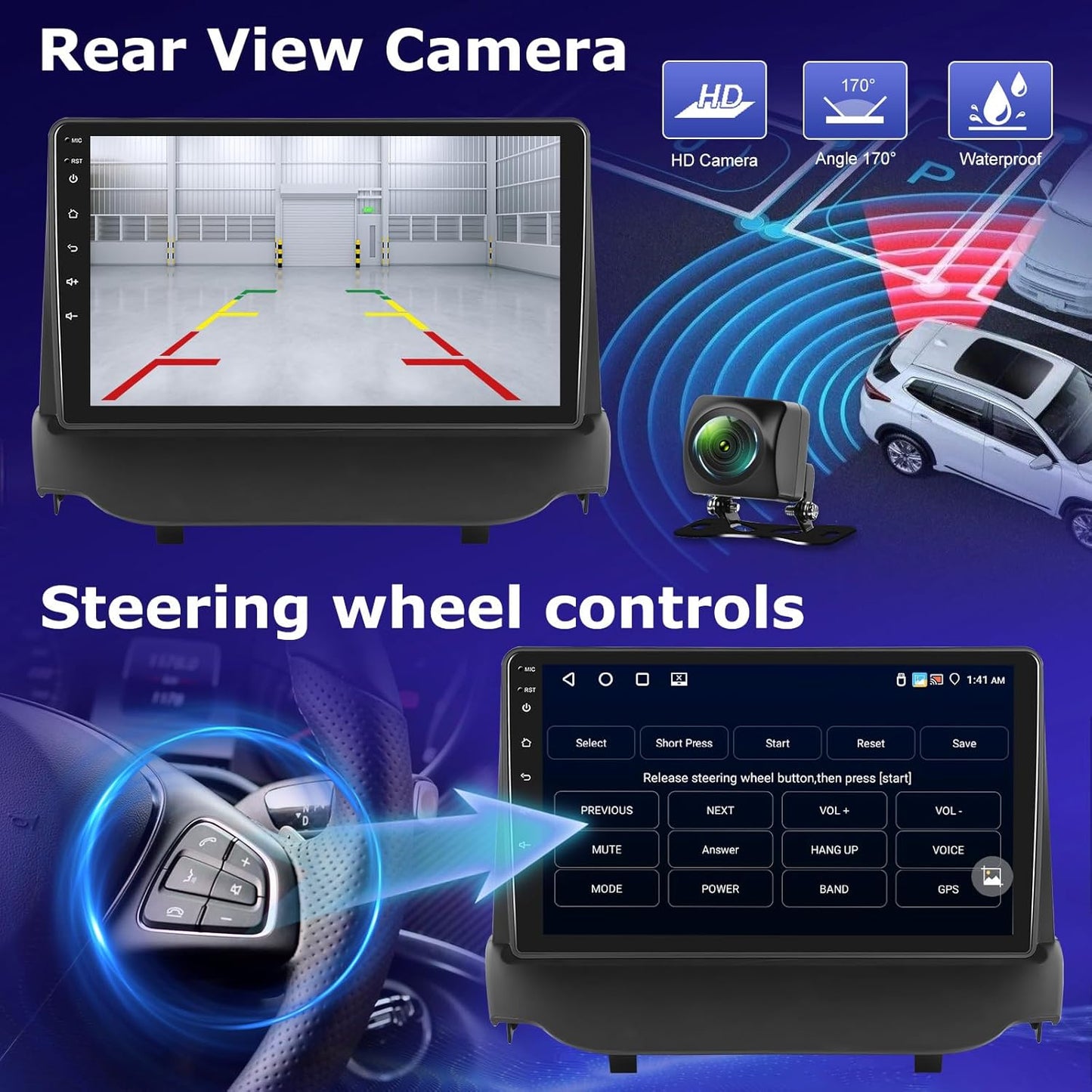 Autoradio Android per Ford Ecosport 2013-2017, Radio Touchscreen da 9 Pollici con Carplay Wireless e Android Auto/WiFi/GPS/Bluetooth/EQ/Radio FM RDS+Telecamera