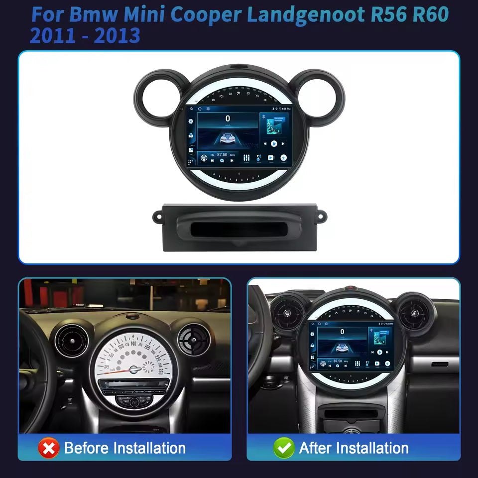 Mini Cooper Countryman 2011-2014 Autoradio 4/64 GB 9 pollici + Adattatore 9" + Canbus Box + Cablaggio Originale