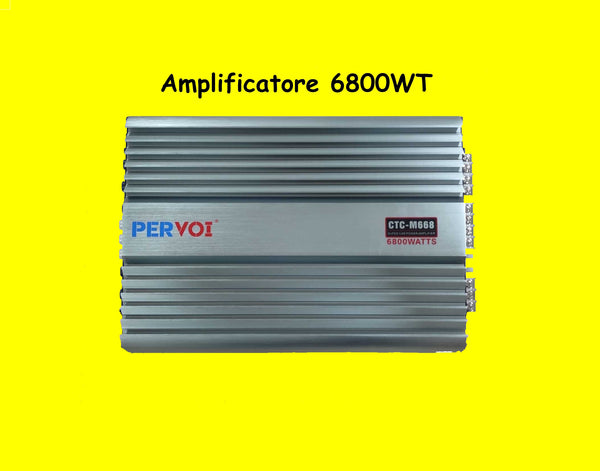Amplificatore PERVOI CTC-M668, un modello a 4 canali progettato per l'uso in auto. 6800WT  Max / Ottima Qualità Audio