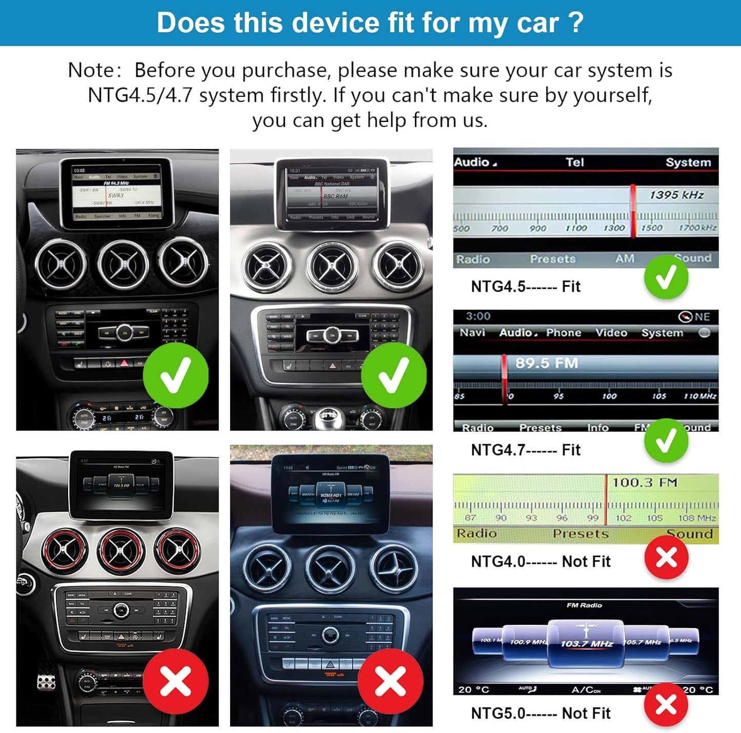 Autoradio Touchscreen per autoradio da 10,25 e 12,3 pollici per Mercedes Benz Classe A/B GLA CLA 180 W176 W246 C117 X117 X156 2013-2015 con NTG 4.5/4.7, supporta Apple...