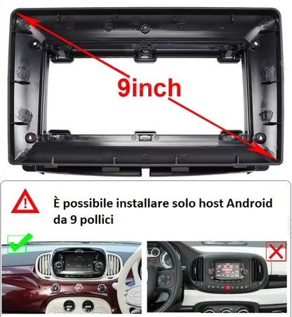 Autoradio 4/64 GB + Adattatore 9" + Canbus Box - Kit Per Fiat 500  2016 - 2019