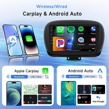 Autoradio 9" Android 15 per FIAT 500X 2014-2020, Carplay Android Auto senza Fili GPS Wi-Fi USB Bluetooth Radio FM RDS Retrocamera