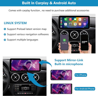 Autoradio Touchscreen per autoradio da 10,25 e 12,3 pollici per Mercedes Benz Classe A/B GLA CLA 180 W176 W246 C117 X117 X156 2013-2015 con NTG 4.5/4.7, supporta Apple...