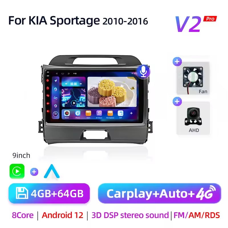 Kit KIA Sportage 2010 - 2016 + Autoradio 4/64 GB 9 pollici + Adattatore 9" + Comandi al volante + Cablaggio Originale