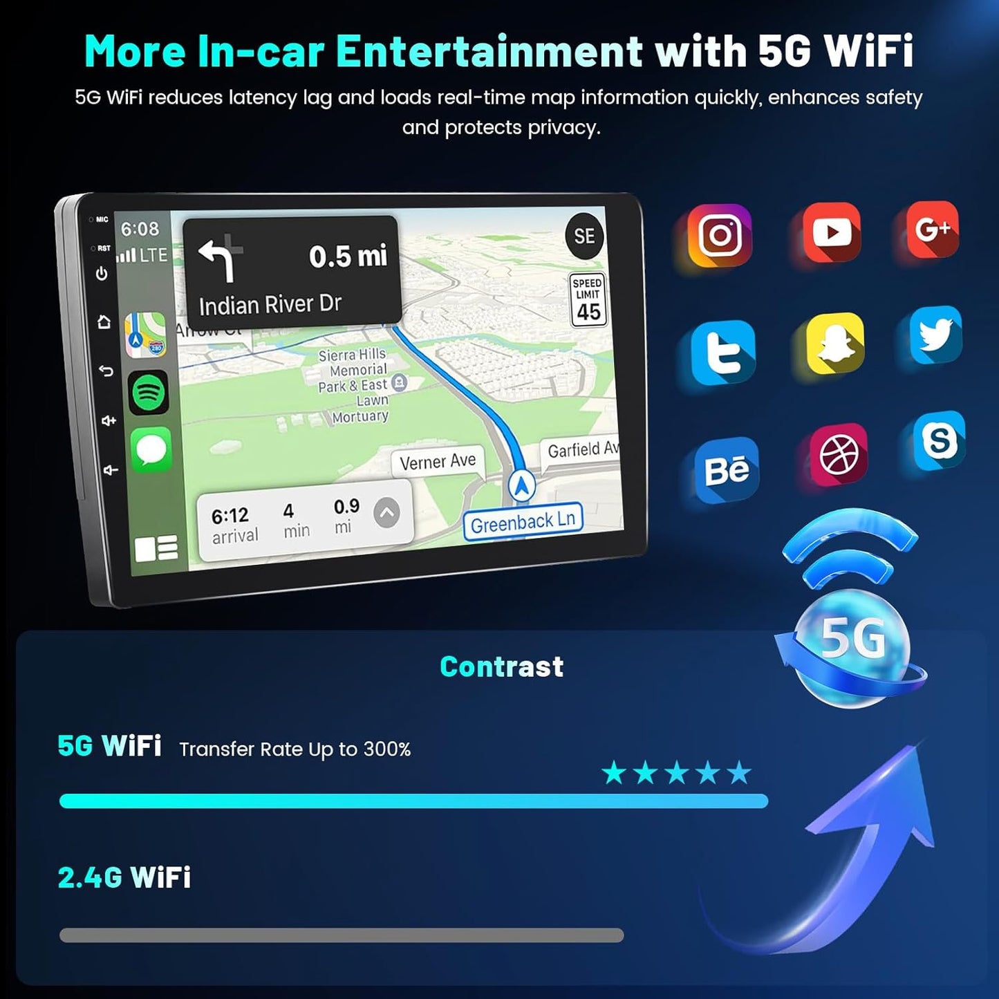 Autoradio per Jeep Renegade 2016-2020, 5G WiFi Android 9" con Wireless Carplay Android Auto Bluetooth5.0 FM/RDS GPS SWC AHD Retrocamera