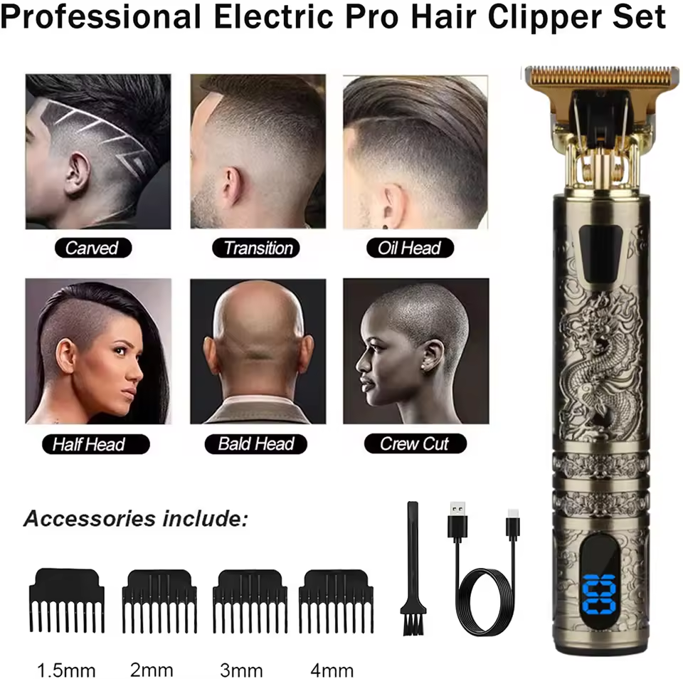 Tagliacapelli Macchinetta per Capelli Professionale Rasoio Elettrico con Display kit completo