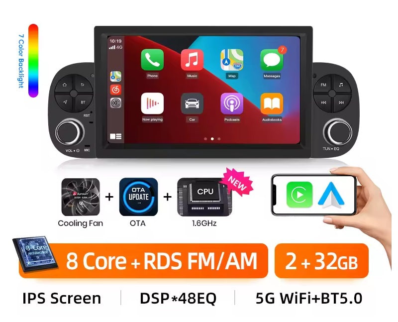 Autoradio per Fiat Panda 2013-2020 sistemi intelligenti V1 Plus per auto per Apple Carplay FM GPS SWC BT