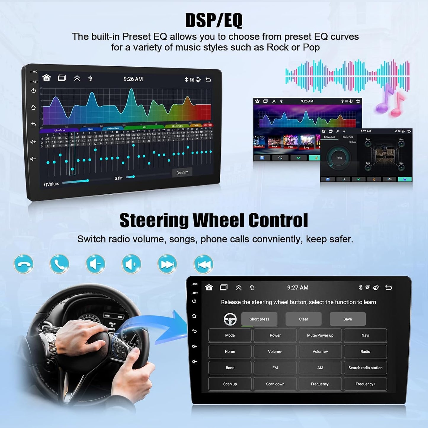 Autoradio per Peugeot 3008 2009-2015 CarPlay Android Auto Autoradio con Schermo 9" con Bluetooth GPS FM RDS WiFi