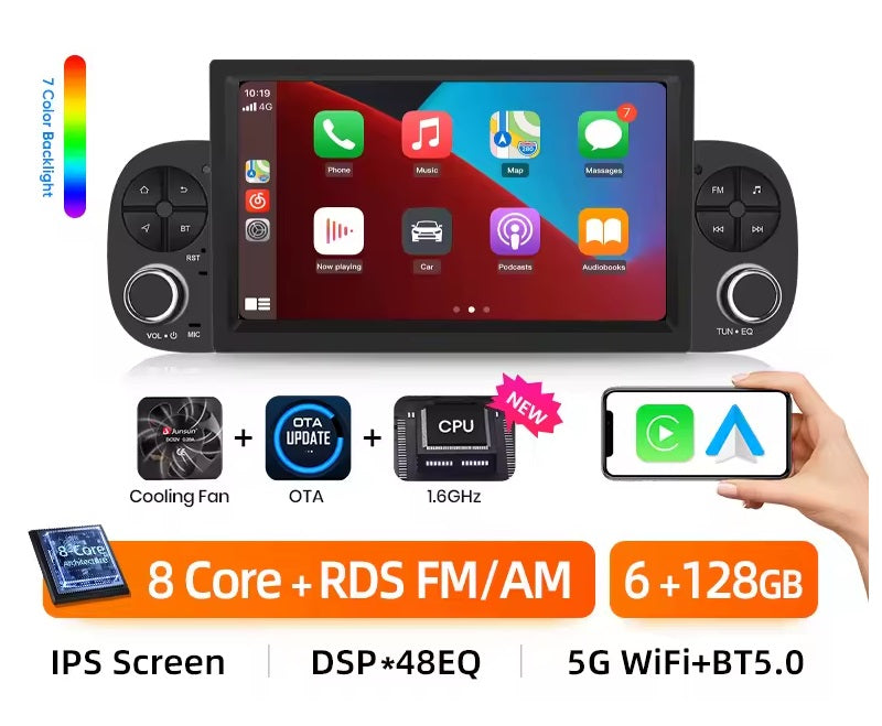 Autoradio per Fiat Panda 2013-2020 sistemi intelligenti V1 Plus per auto per Apple Carplay FM GPS SWC BT