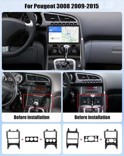 Autoradio per Peugeot 3008 2009-2015 CarPlay Android Auto Autoradio con Schermo 9" con Bluetooth GPS FM RDS WiFi