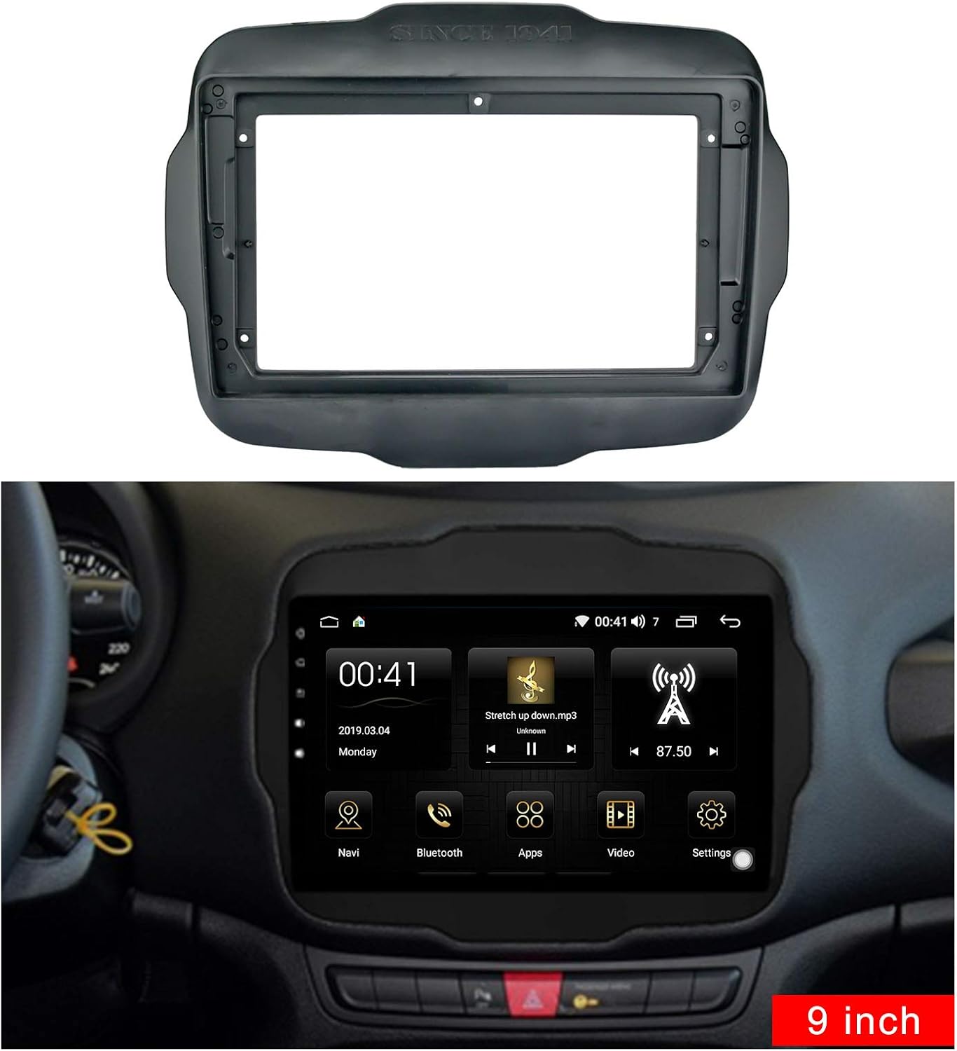 Mascherina adattatore autoradio 9" per JEEP Renegade 2016+ doppio DIN