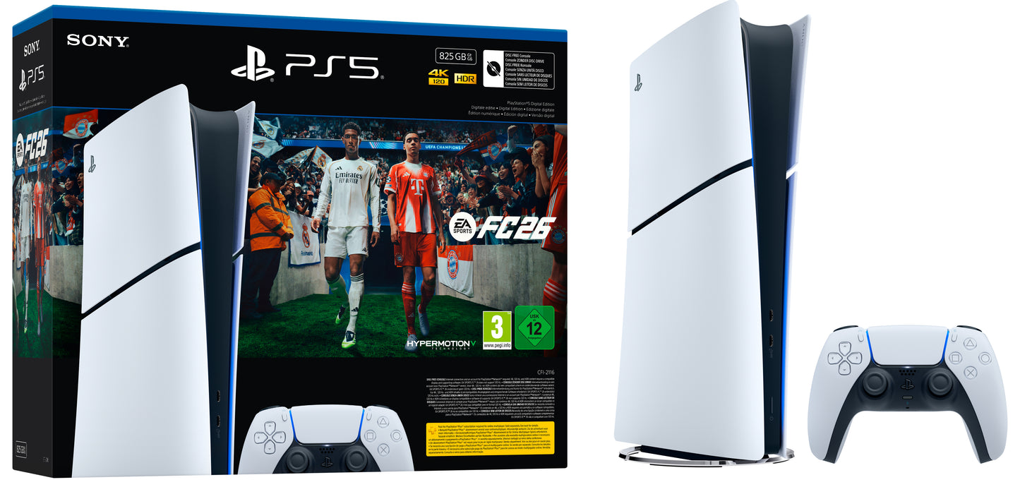 PS5 Console 825GB Digital Edition E Chassis White + FC 26 ITA